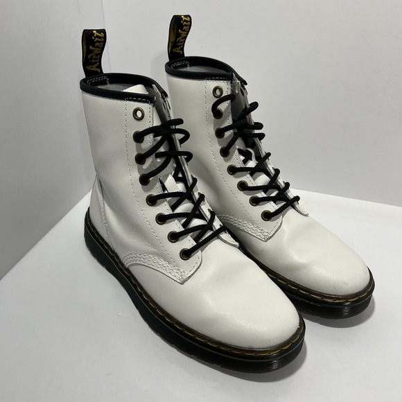 Dr. Martens Shoes - DR. MARTENS Zavala Women's 7 / Men's 6 White Leather Combat Boots Grunge Punk